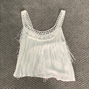 Pacsun white Fringe tank top